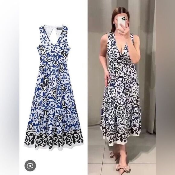Zara printed crossed dress NWT - Picture 1 of 10